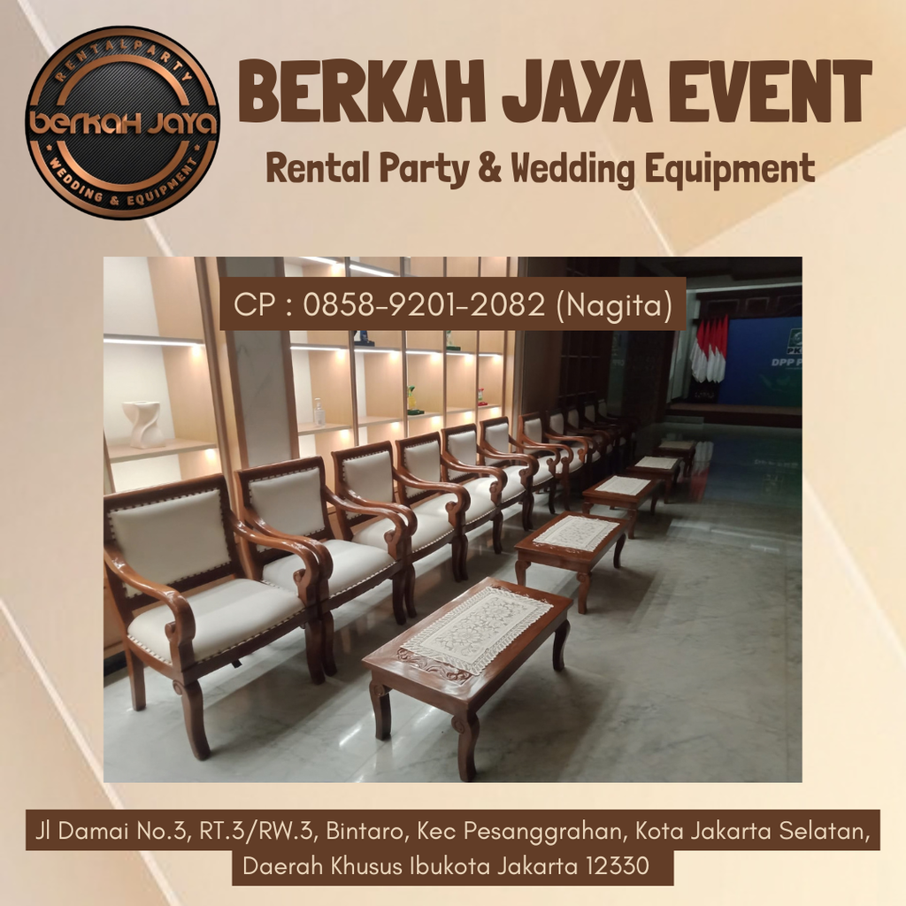 Sewa Kursi Kayu VIP Kokoh Area Kebayoran Baru