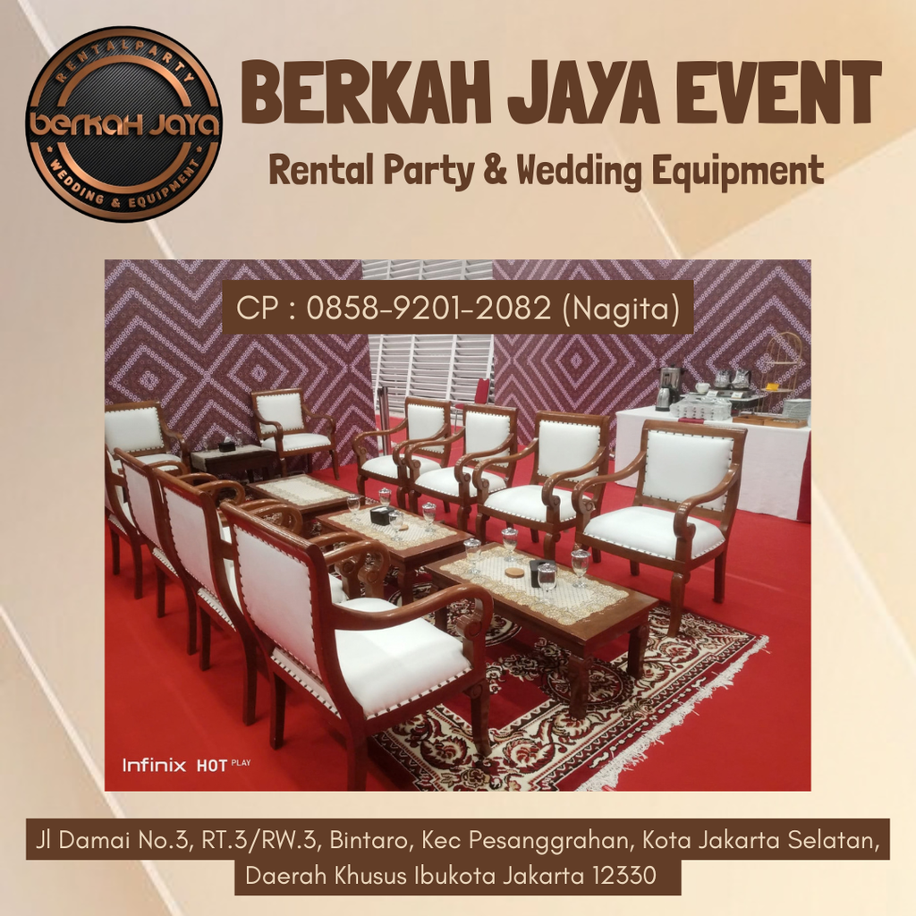 Sewa Kursi Kayu VIP Kokoh Area Kebayoran Baru