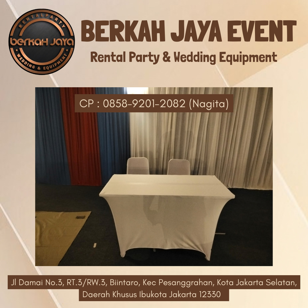Menyewakan Meja Kotak Cover Stretch Modern Dan Rapi Area Kebayoran Lama