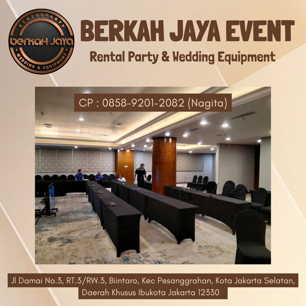 Menyewakan Meja Kotak Cover Stretch Modern Dan Rapi Area Kebayoran Lama